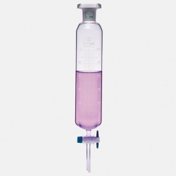 Воронка делительная цилиндрическая ISOLAB 50 мл, с градуировкой, NS19/26, PTFE кран, стекло
