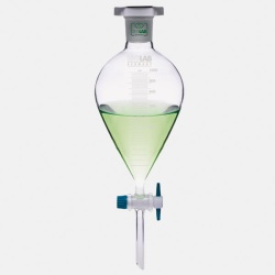 Воронка делительная коническая ISOLAB 2000 мл, с градуировкой, NS29/32, PTFE кран, стекло