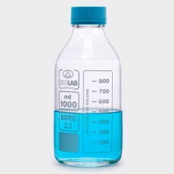 Бутыль ISOLAB 2000 мл, GL45, с крышкой и сливным кольцом, стекло