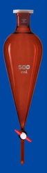 Воронка делительная грушевидная Lenz 2000 мл, без градуировки, PTFE кран, коричневое стекло