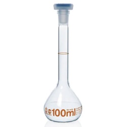 Колба мерная Brand BLAUBRAND ETERNA 50 мл, класс А, светлое стекло, NS 14/23, коричневая градуировка, с пробкой PP, с сертификатом партии
