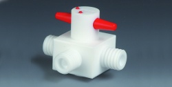 Кран трехходовой Bohlender Ø 6 мм, форма L, GL25, PTFE