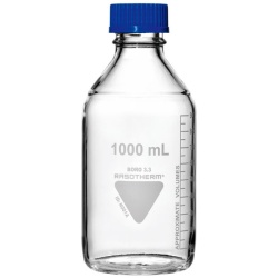 Бутыль RASOTHERM 1000 мл, GL45, с градуировкой, крышкой и сливным кольцом, стекло