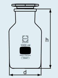 Бутыль DURAN Group 10000 мл, NS85/55, широкогорлая, с пробкой, коричневое стекло