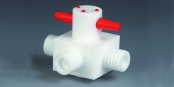 Кран трехходовой Bohlender Ø 6 мм, форма T, GL25, PTFE