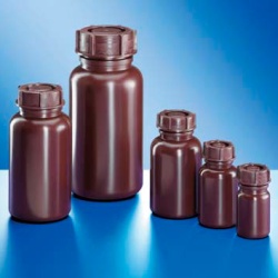 Бутыль Kautex широкогорлая 1000 мл, LDPE, круглая, коричневый цвет, с винтовой крышкой