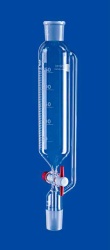 Воронка капельная цилиндрическая Lenz 50 мл, NS14/23, с градуировкой, PTFE кран, с противодавлением, стекло