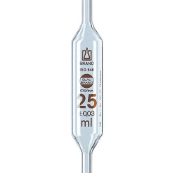 Пипетка Мора Brand BLAUBRAND ETERNA 25 мл, класс AS, с одной меткой, коричневая градуировка, стекло